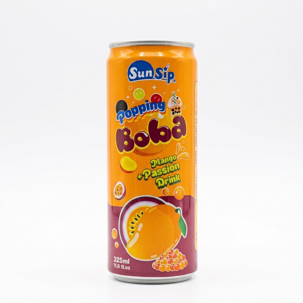 SunSip Popping Boba - Mango & Passion Fruit Drink - 325ml