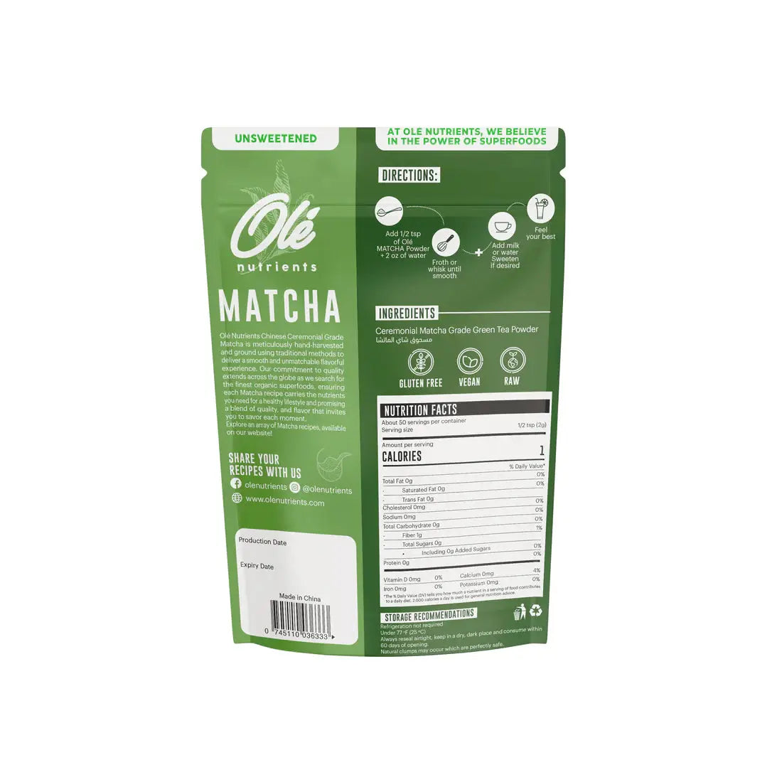 Ole ceremonial grade matcha 100 g - Eat Good