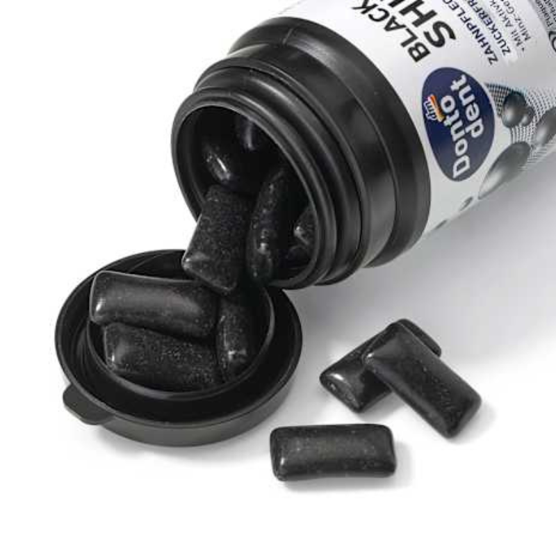 Dontodent Sugar free Black Shine Chewing Gum with Activated Charcoal (50 pcs)