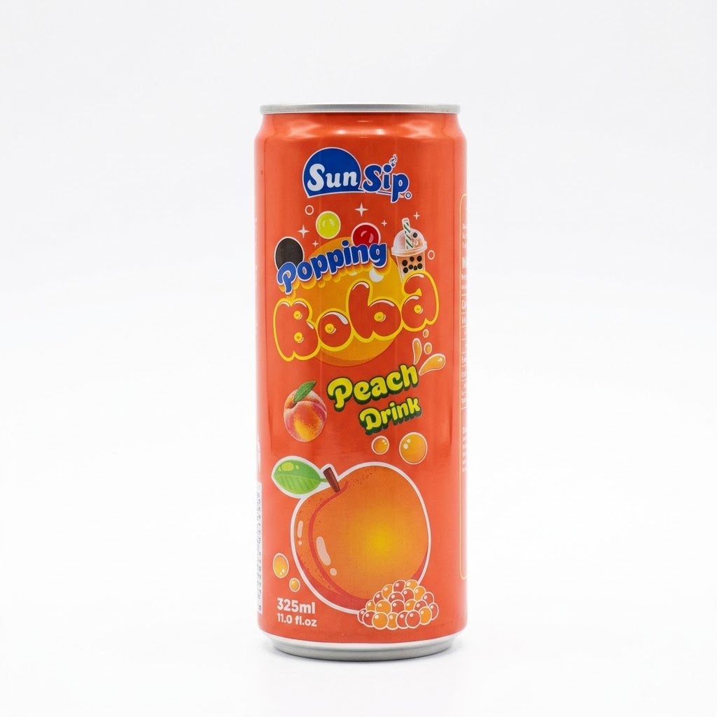 Sun Sip Popping Boba Peach Drink 325 ml