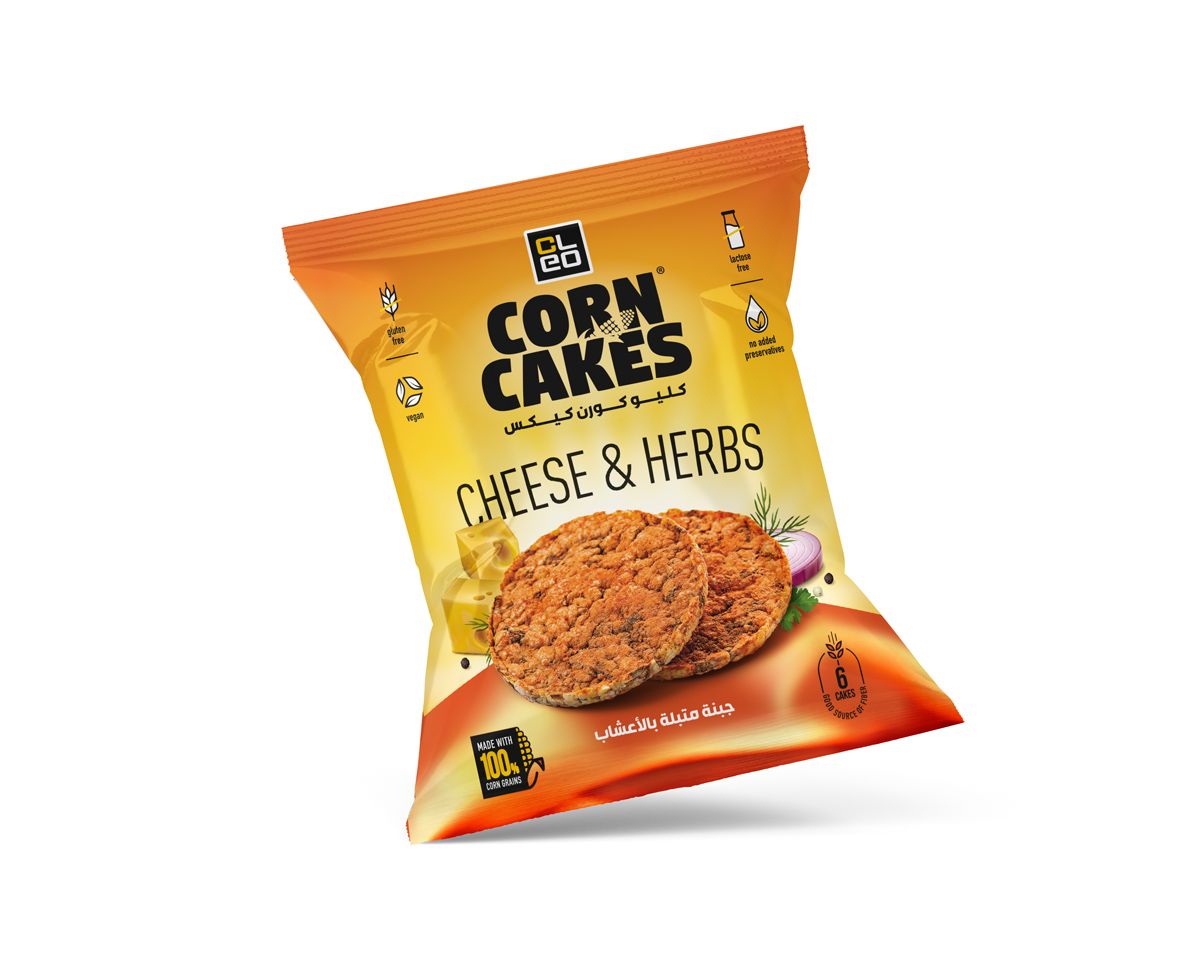 كليو كيك الذرة بالجبنة والأعشاب – خالي من الجلوتين ونباتي – 36 جم

