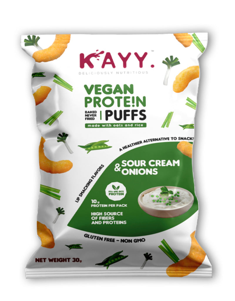 Kayy Sour Cream & Onions – Vegan Protein Puffs