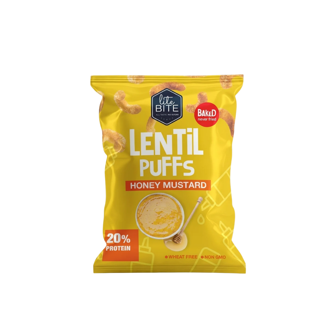 Lite BITE Baked Lentil Puffs – Honey Mustard