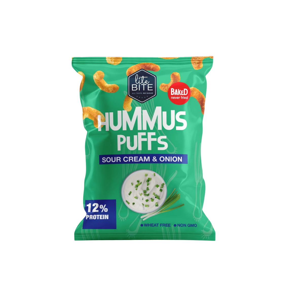 Lite BITE Baked Hummus Puffs – Sour Cream & Onion