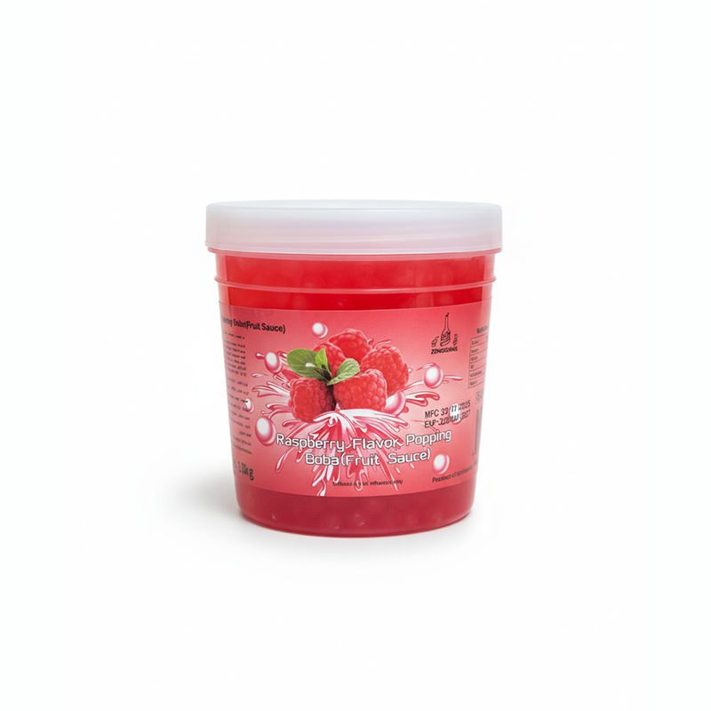 Raspberry Flavour Popping Boba (Fruit Sauce)-1.3 Kg