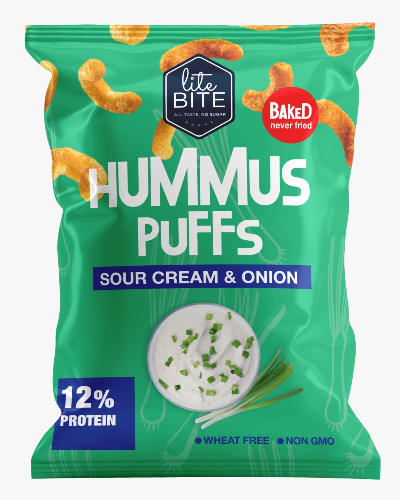 Lite BITE Baked Hummus Puffs – Sour Cream & Onion