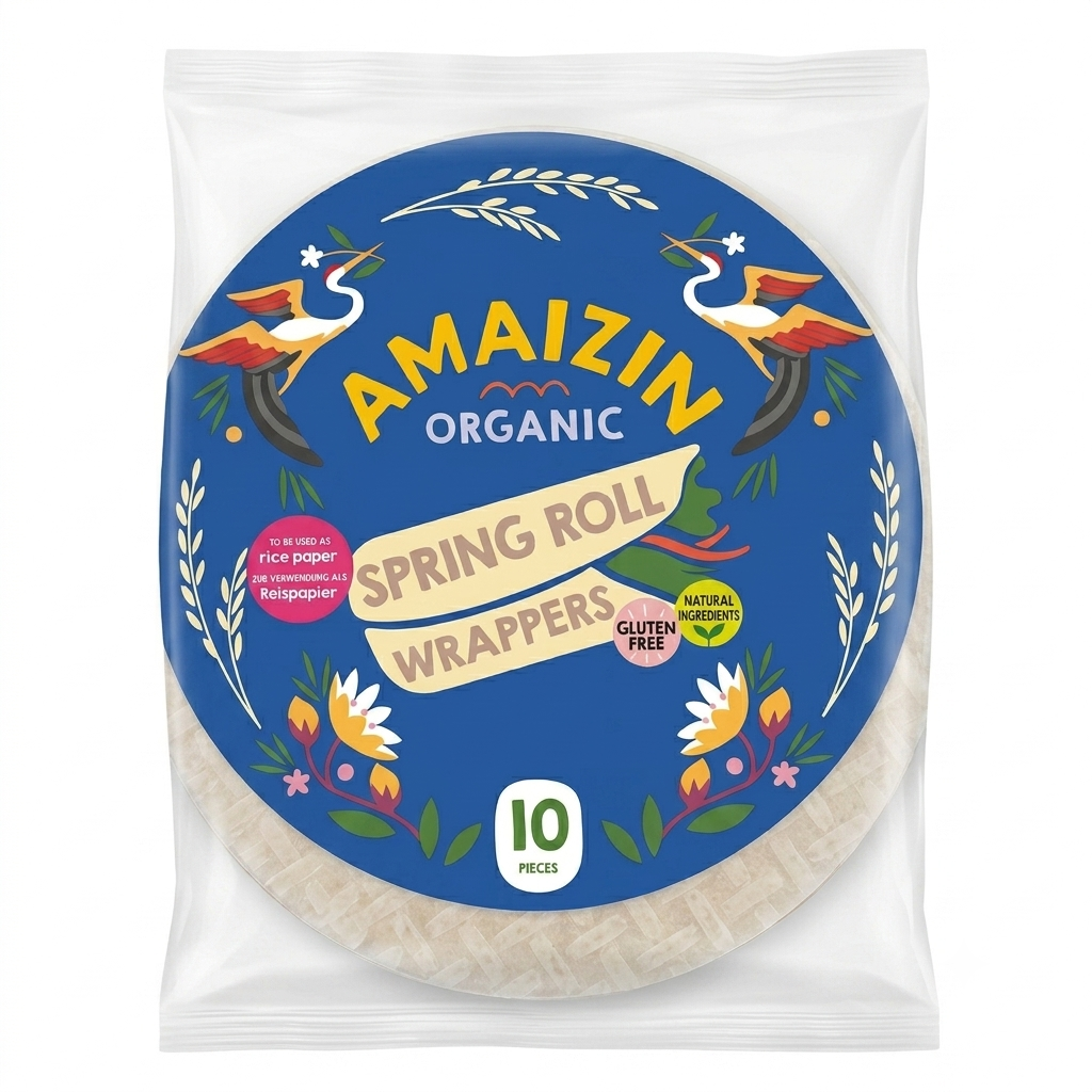 Amaizin Organic Gluten-Free Spring Roll Wrappers (Rice Paper) - 10 Pieces