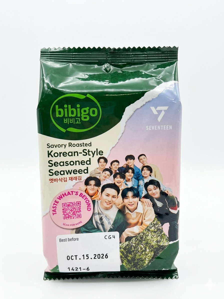 Bibigo Roasted Seaweed Savory Snack Seasoned with Salt and Sesame Oil - 5 gm