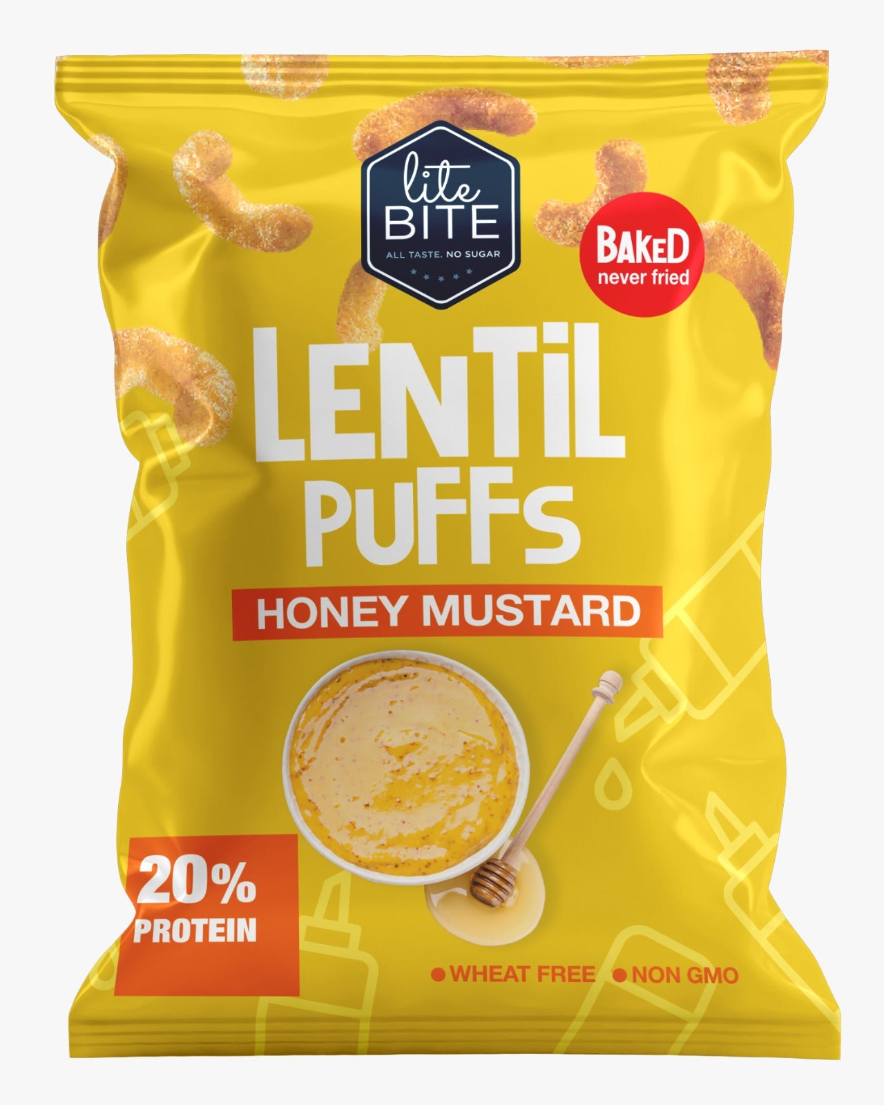 Lite BITE Baked Lentil Puffs – Honey Mustard
