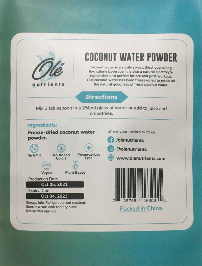 Ole organic coconut water powder
