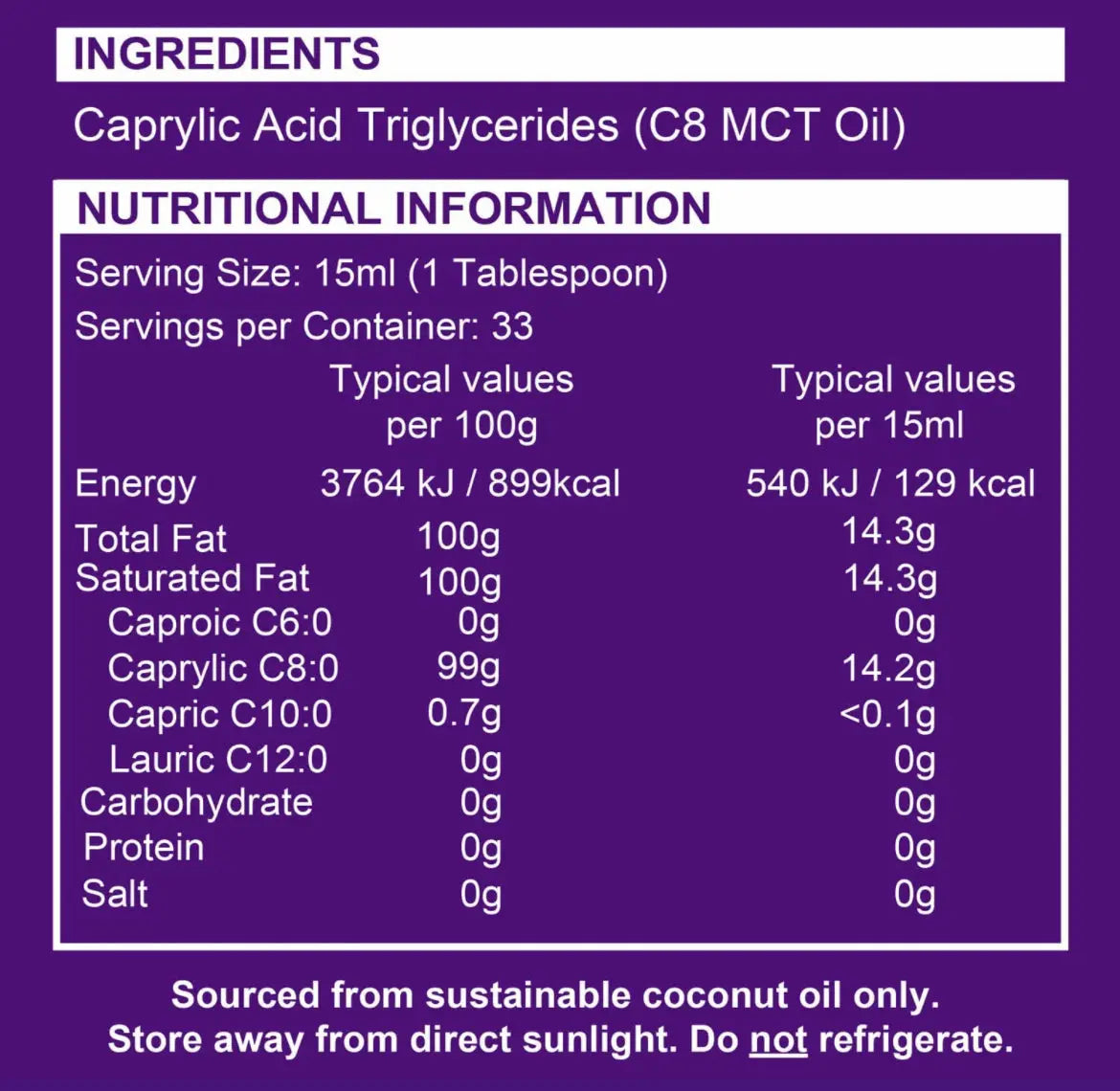 Ketosource Pure c8 99% Mct oil